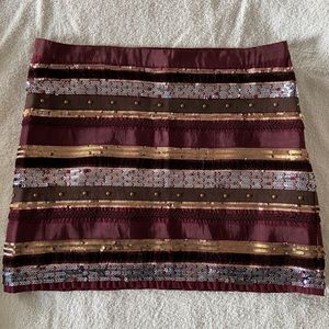 NWT Abercrombie maroon sequined mini skirt